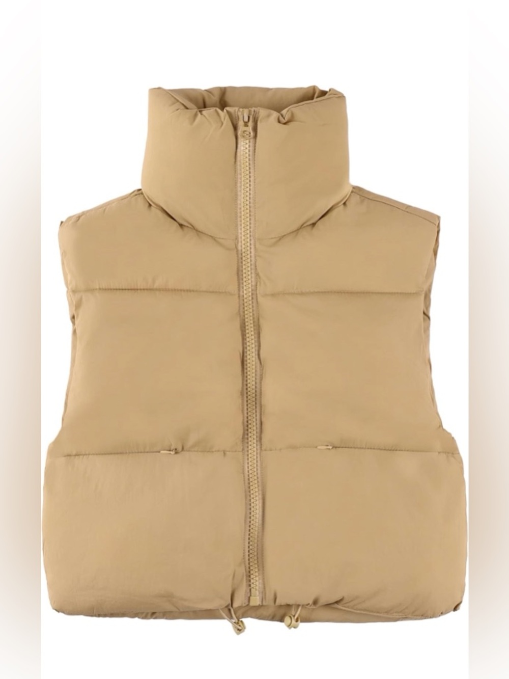Cropped Puffer Vest Sand